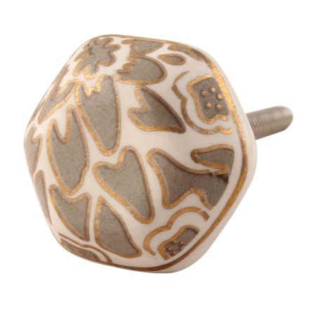 Grey Hexagon Small Ceramic Drawer Knobs